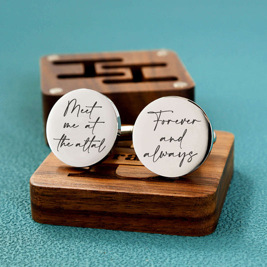 Custom Metal Cufflinks - Engraved Gift for Husband