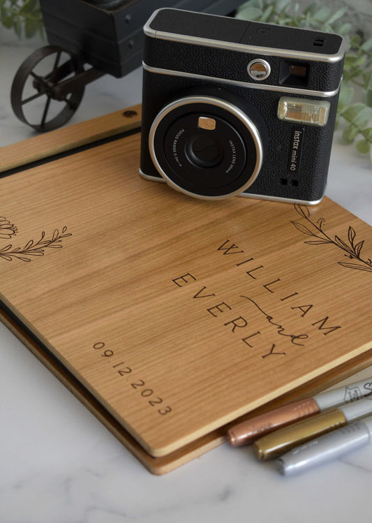 Personalized Cherry Wood Guest book